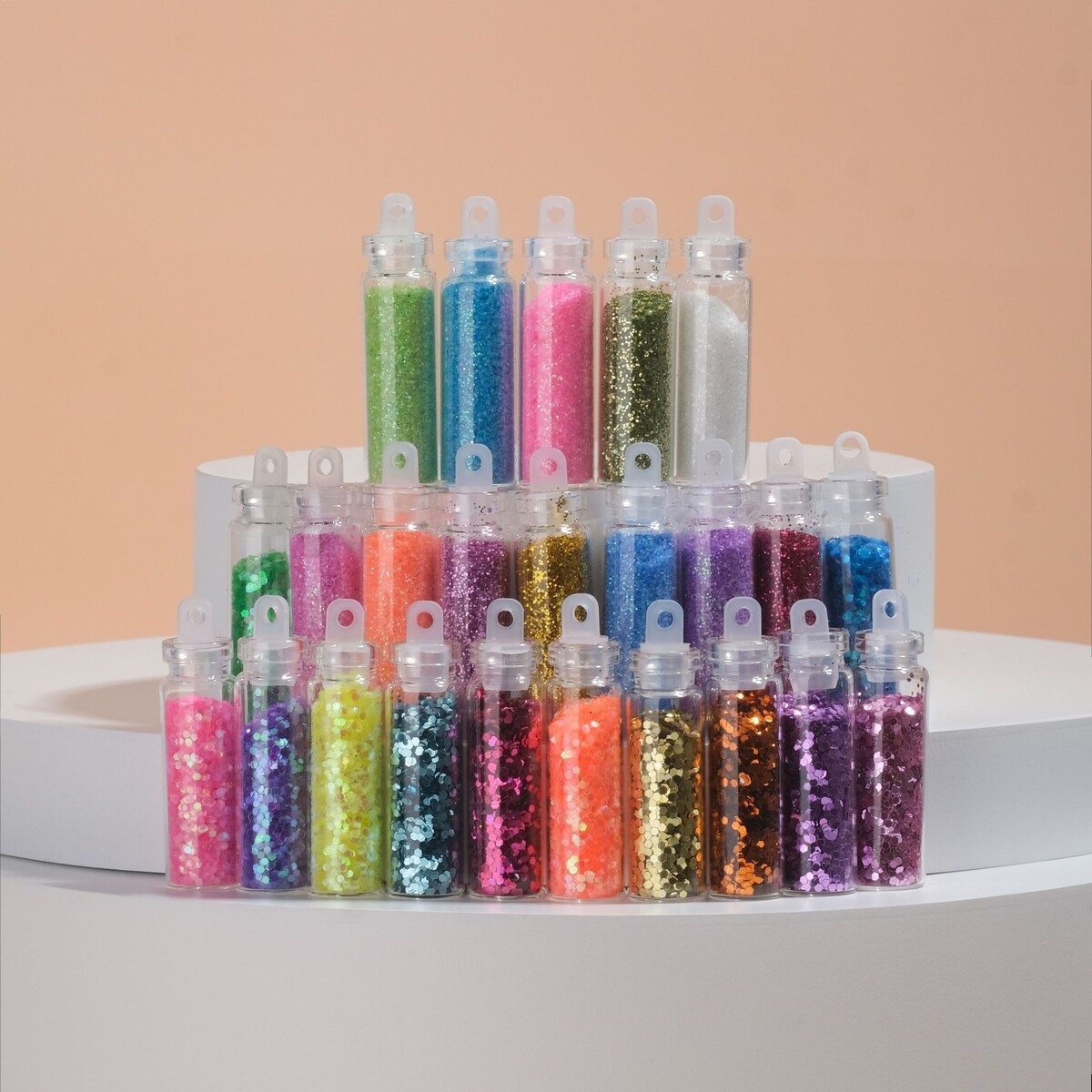 Ассорти для декора, в пластиковом органайзере, набор 24 бутылочки, разноцветные набор баночек для декора 12 шт в органайзере квадратные 4 мл 12 × 10 × 2 см прозрачный