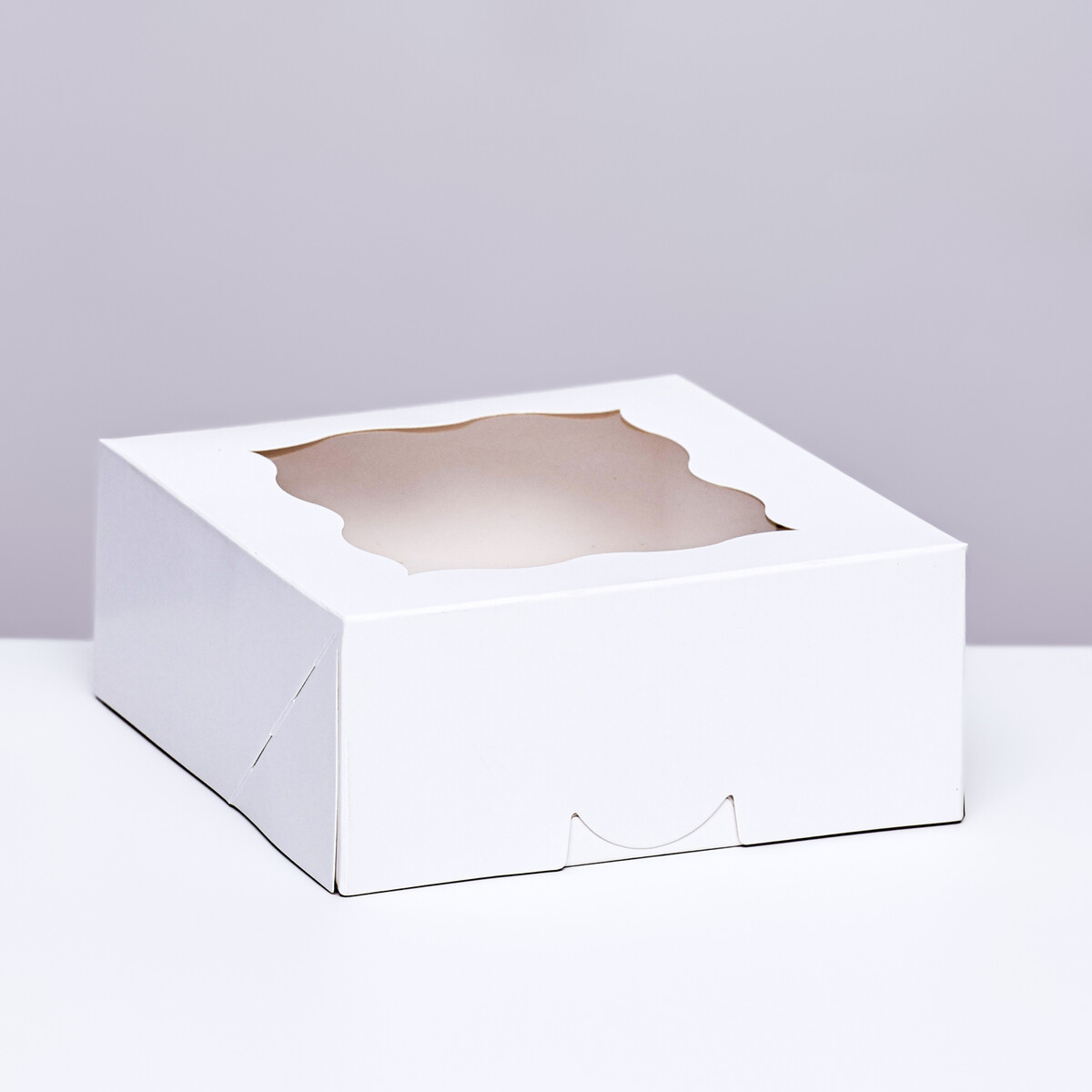 Коробка под бенто-торт с окном, белая,15 х 15,3 х 6,5 коробка под торт белая 18 х 18 х 10 см