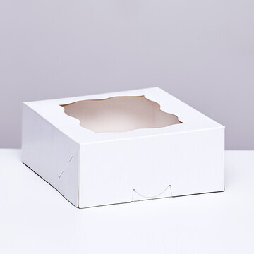 Коробка под бенто-торт с окном, белая,15