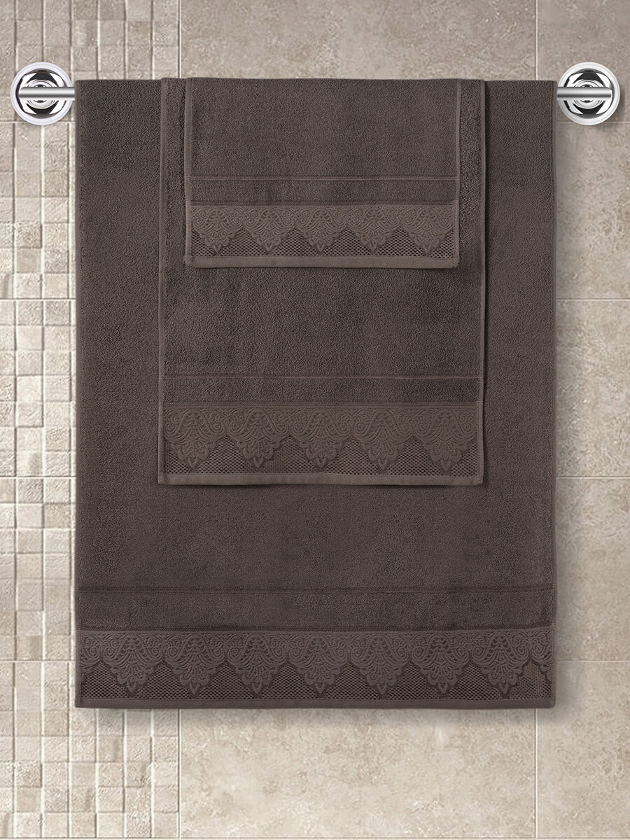 Полотенце махровое "karna" жаккард siesta 70x140 см KARNA, цвет коричневый, размер 70*140