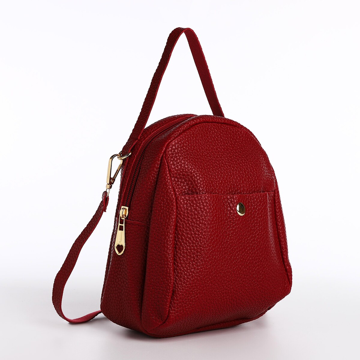 Мини-рюкзак женский из искусственной кожи на молнии, 1 карман, цвет красный No brand