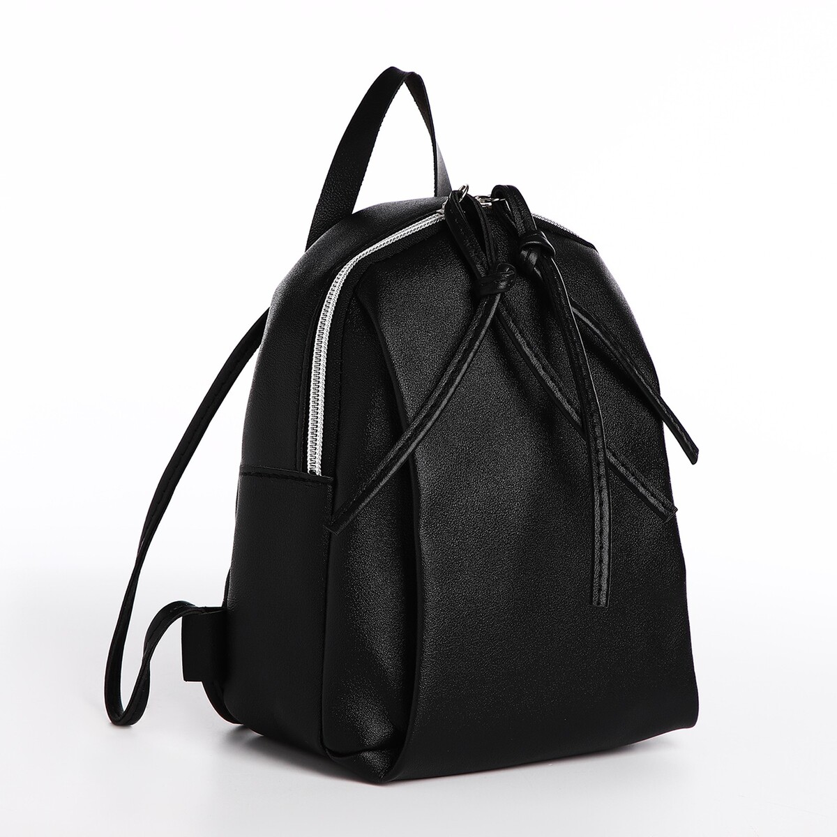 Мини-рюкзак женский из искусственной кожи на молнии, цвет черный