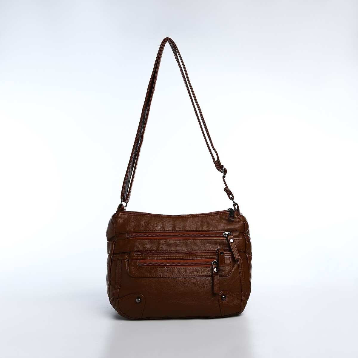 Сумка-мешок на молнии, цвет коричневый сумка женская мешок 2 в 1 на кнопке косметичка светло коричневый