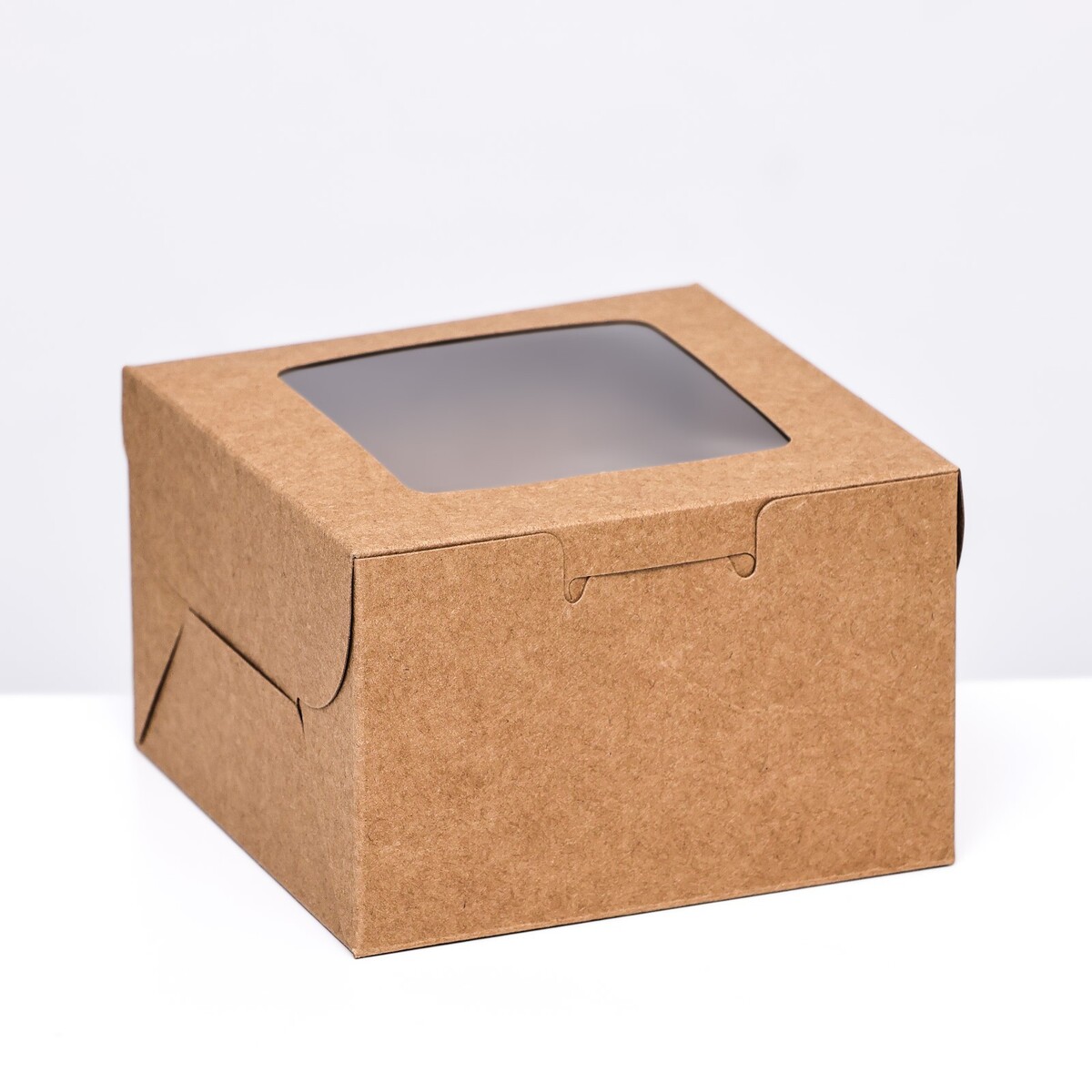 Коробка для десерта, крафт, 10 х 10 х 6,5 см салатник крафт с пластиковой крышкой 1100 мл