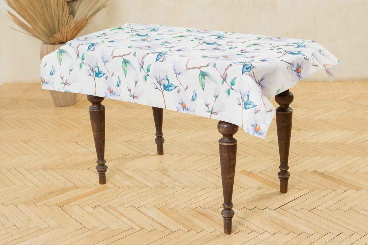 Скатерть joyarty круглая скатерть на кухонный и праздничный стол акварельная тропическая листва 150x150 см