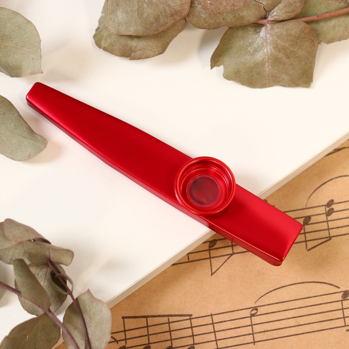 Музыкальный инструмент казу music life, красный музыкальный инструмент глюкофон красный 11 лепестков 17 х 8 см
