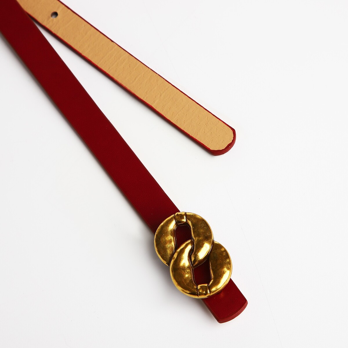фото Ремень женский, ширина 1.4 см, пряжка металл, цвет бордовый no brand