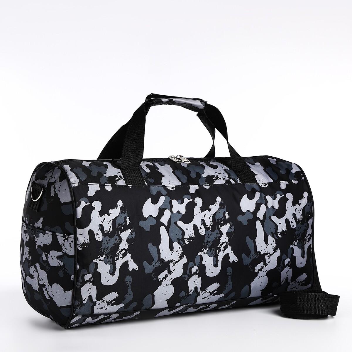 Сумка дорожная на молнии, наружный карман, длинный ремень, цвет серый/черный ремень для сумки textura серый