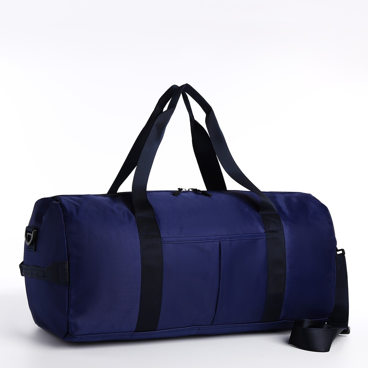 Сумка дорожная на молнии, наружный карман, отделение для обуви, держатель для чемодана, длинный ремень, цвет синий сумка дорожная на молнии наружный карман держатель для чемодана бордовый