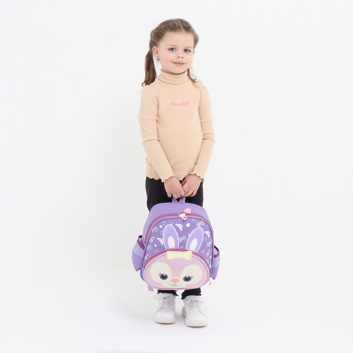 Рюкзак детский на молнии, 3 наружных кармана, цвет сиреневый No brand