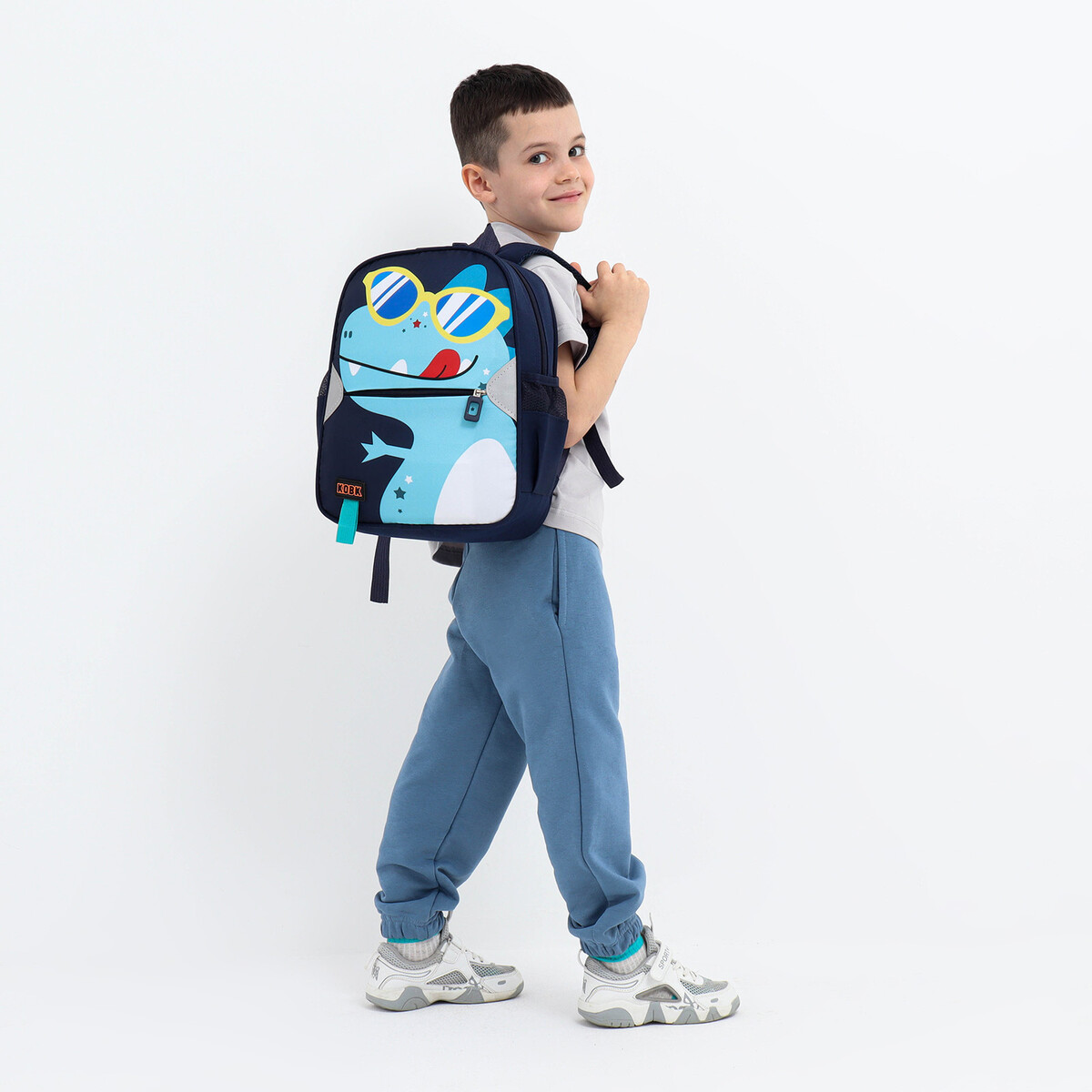 Рюкзак детский на молнии, 3 наружных кармана, цвет синий рюкзак на молнии 3 наружных кармана белый красный