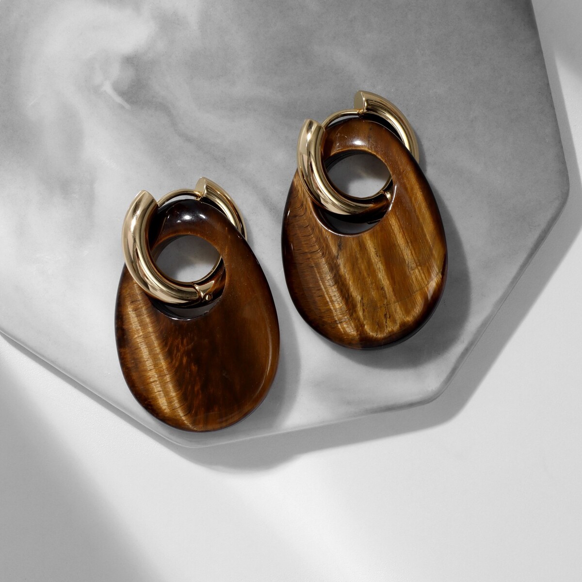 

Серьги-бублики 3,5 х 2,5см, d=2см, Коричневый