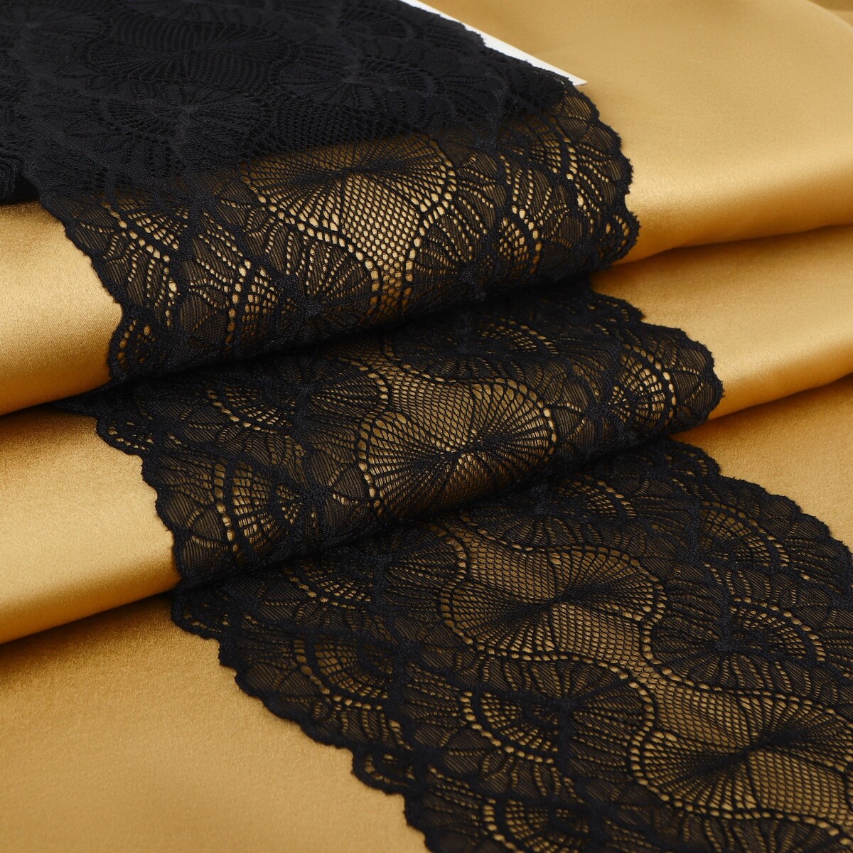 Кружевная эластичная ткань, 180 мм × 2,7 ± 0,5 м, цвет черный кружевная эластичная ткань