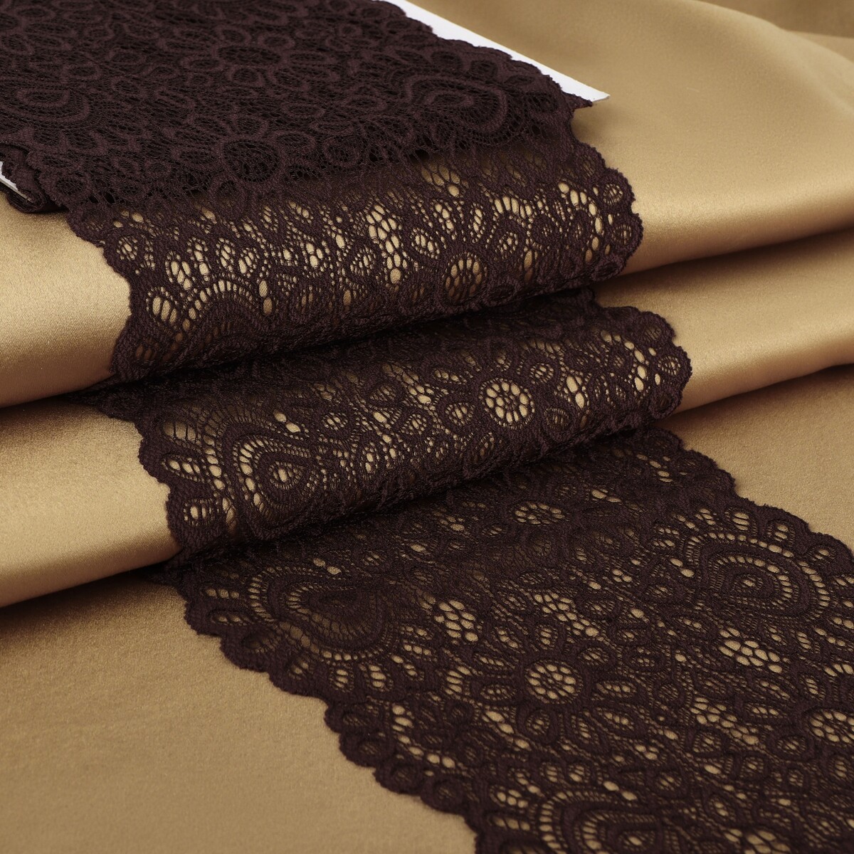 Кружевная эластичная ткань, 190 мм × 2,7 ± 0,5 м, цвет шоколадный кружевная эластичная ткань