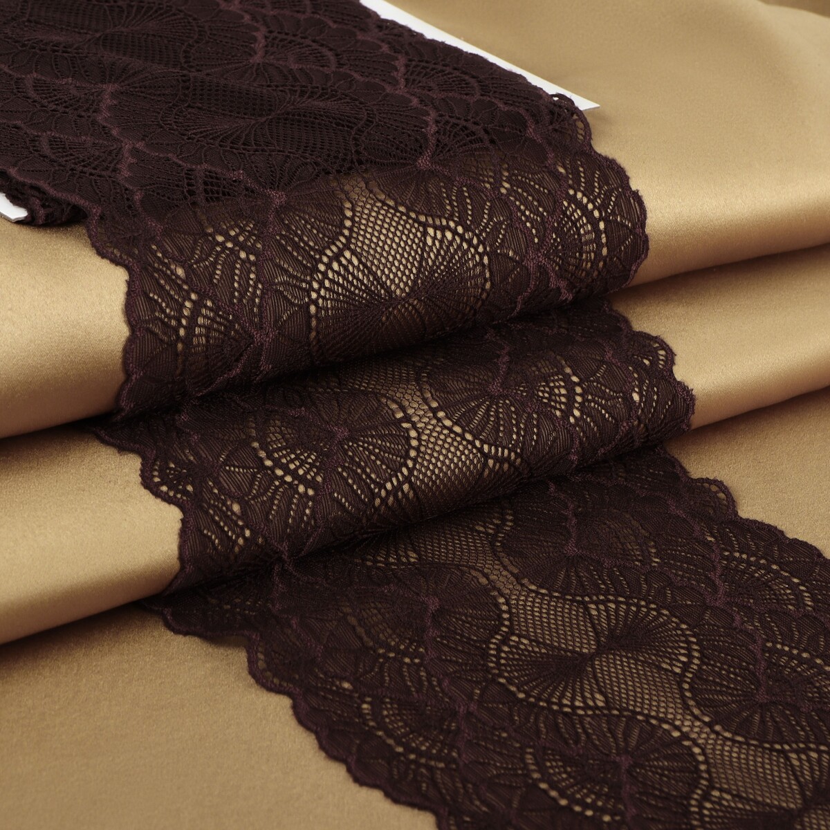 Кружевная эластичная ткань, 180 мм × 2,7 ± 0,5 м, цвет шоколадный шоколадный дедушка