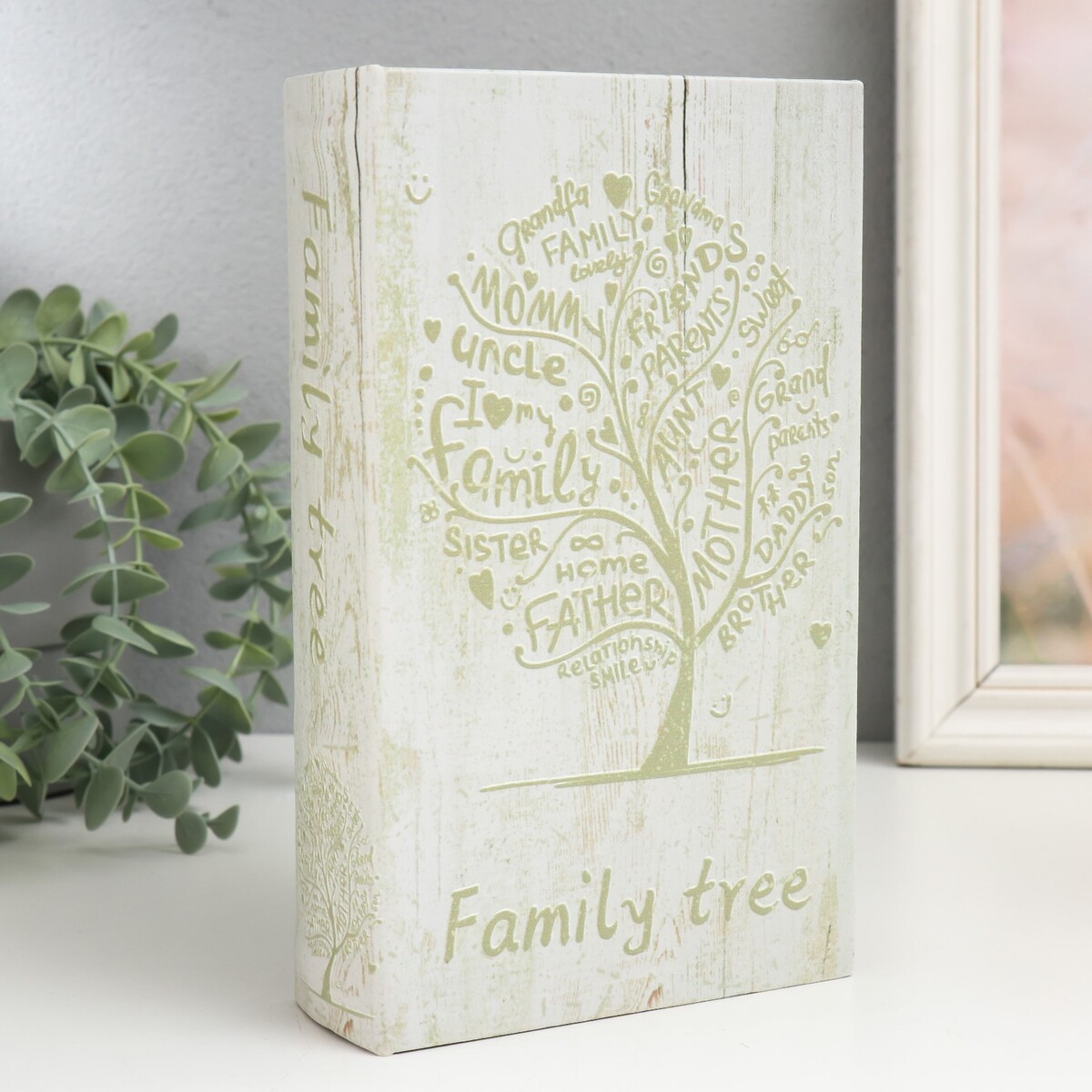 Сейф-книга дерево кожзам родословная книга в шкатулке древо семьи 56 листов 20 х 26 см