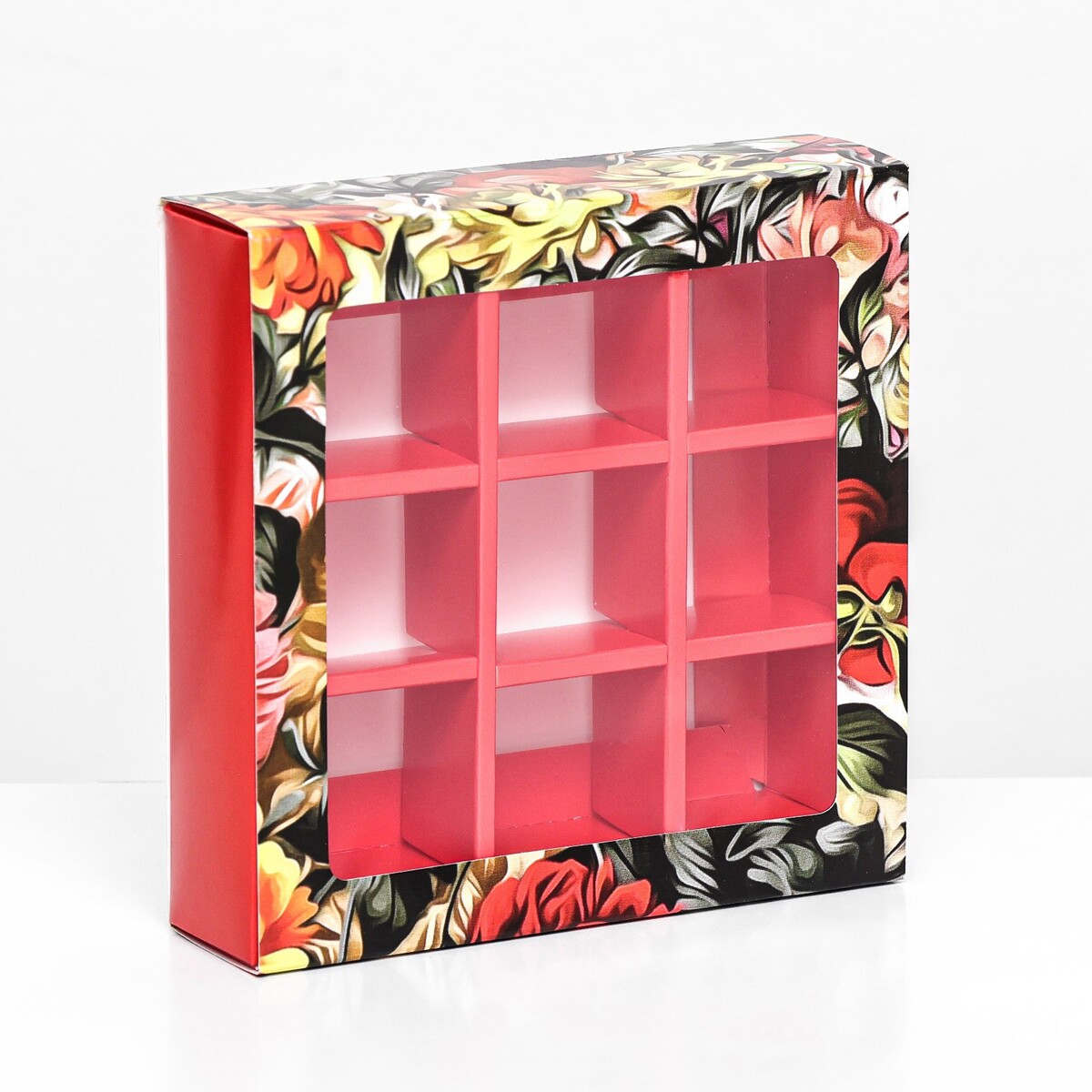 Коробка под 9 конфет с обечайкой , коробка для конфет 6 шт розовая 13 7 х 9 8 х 3 8 см