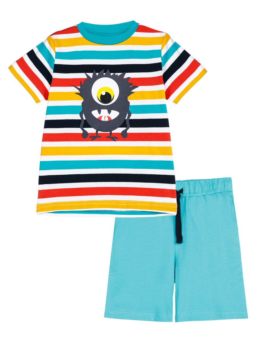 Комплект трикотажный фуфайка футболка шорты PLAYTODAY, размер рост 98 см, цвет разноцветный 06521915 - фото 1