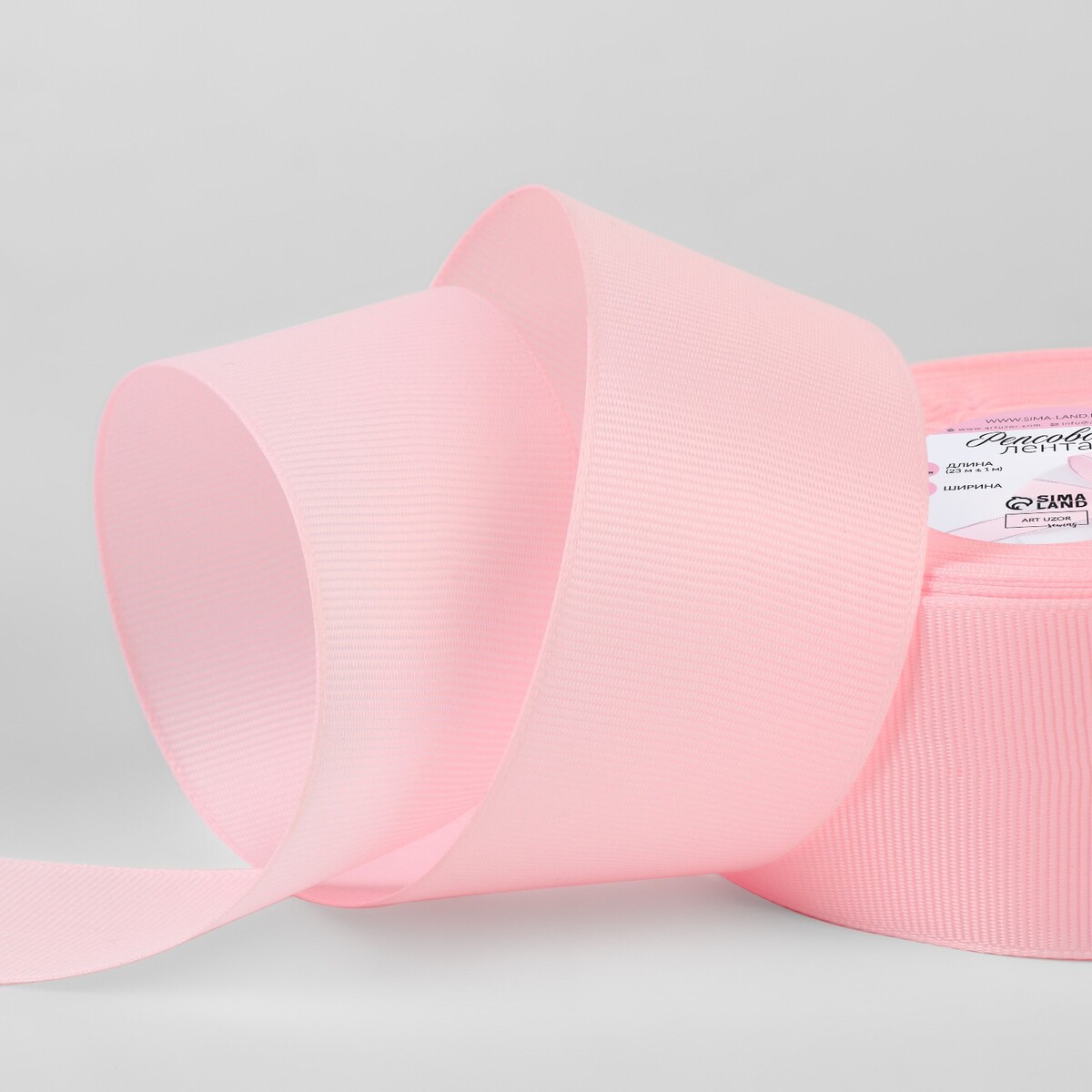 Лента репсовая, 40 мм, 23 ± 1 м, цвет нежно-розовый №43 лента гимнастическая l6м a236 1 белый розовый