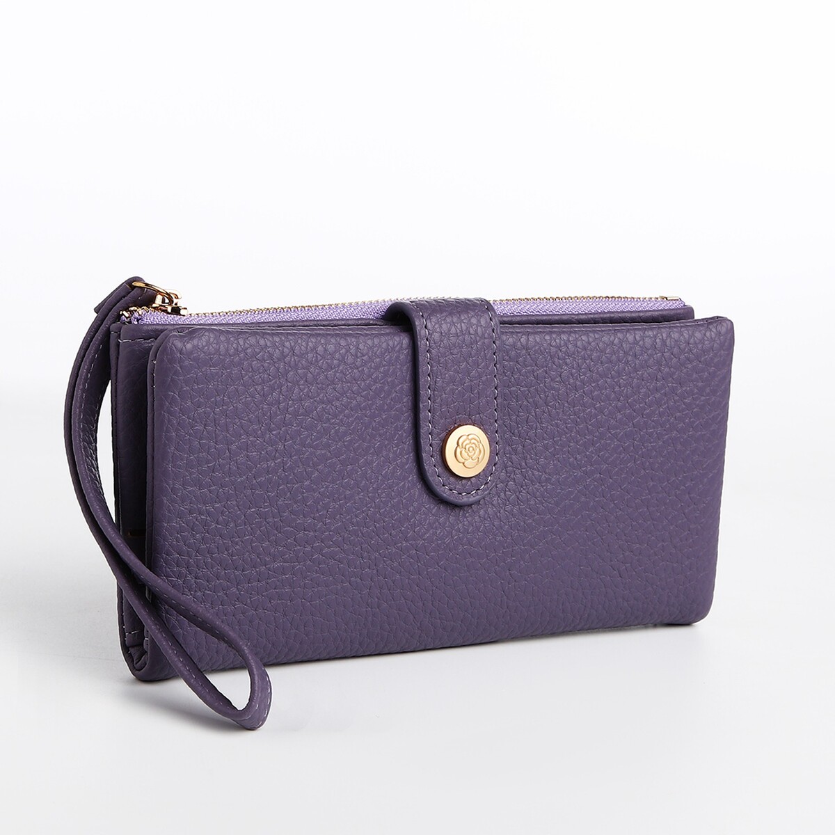 Кошелек женский на кнопке, цвет фиолетовый сумка хозяйственна на кнопке фиолетовый