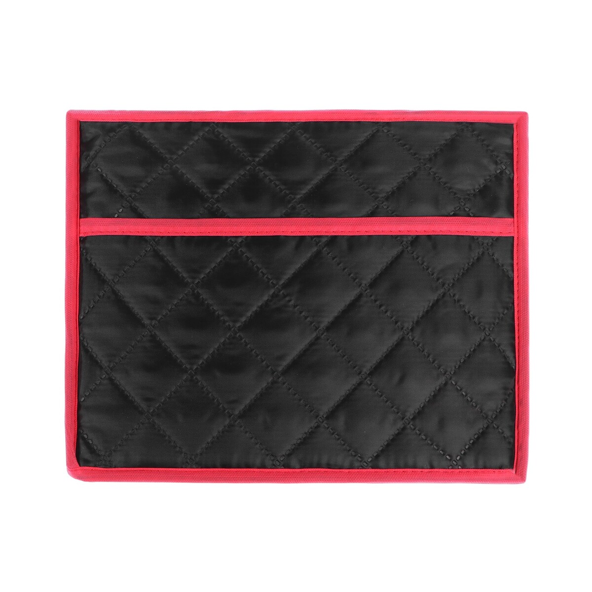 фото Органайзер в багажник, складной, стеганый, оксфорд, 38×31×25 см, черный, красная строчка no brand