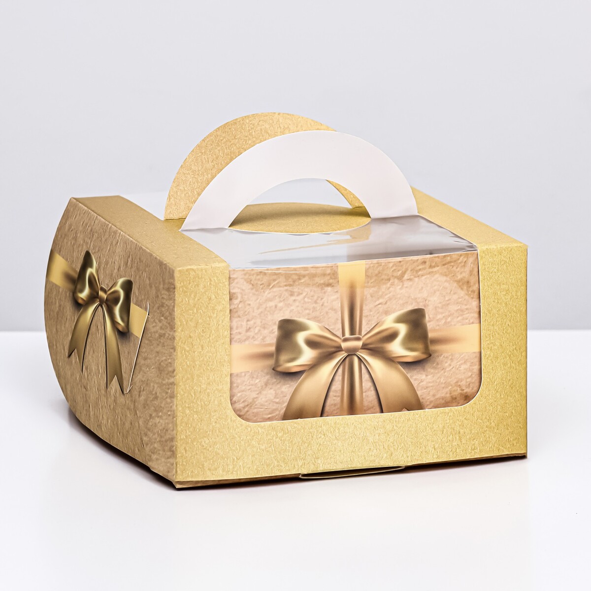 Коробка под бенто-торт с окном коробка подарочная очная фантазия 14 5 14 5 14 5см декор бант картон