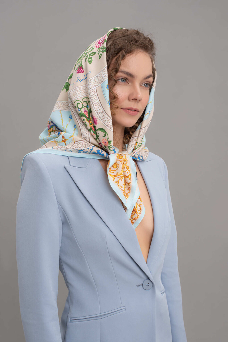 

Платок "Сады Востока", 90х90 см, Бежевый