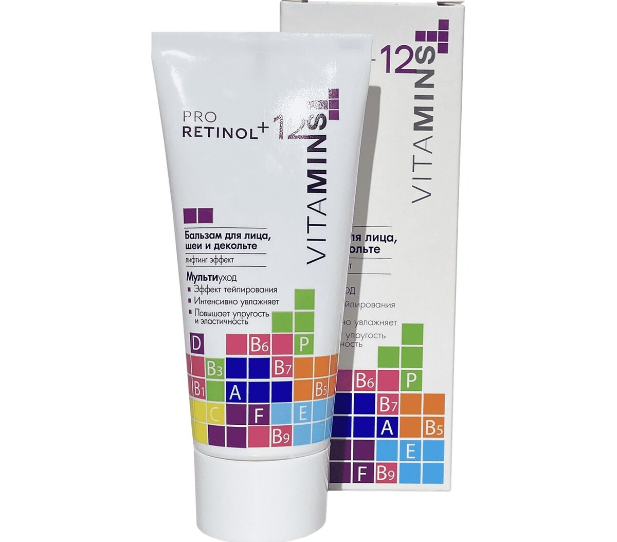 Pro retinol + 12 vitamins бальзам для лица, шеи и декольте, 50г pro retinol 12 vitamins флюид нормализующий для лица 50г