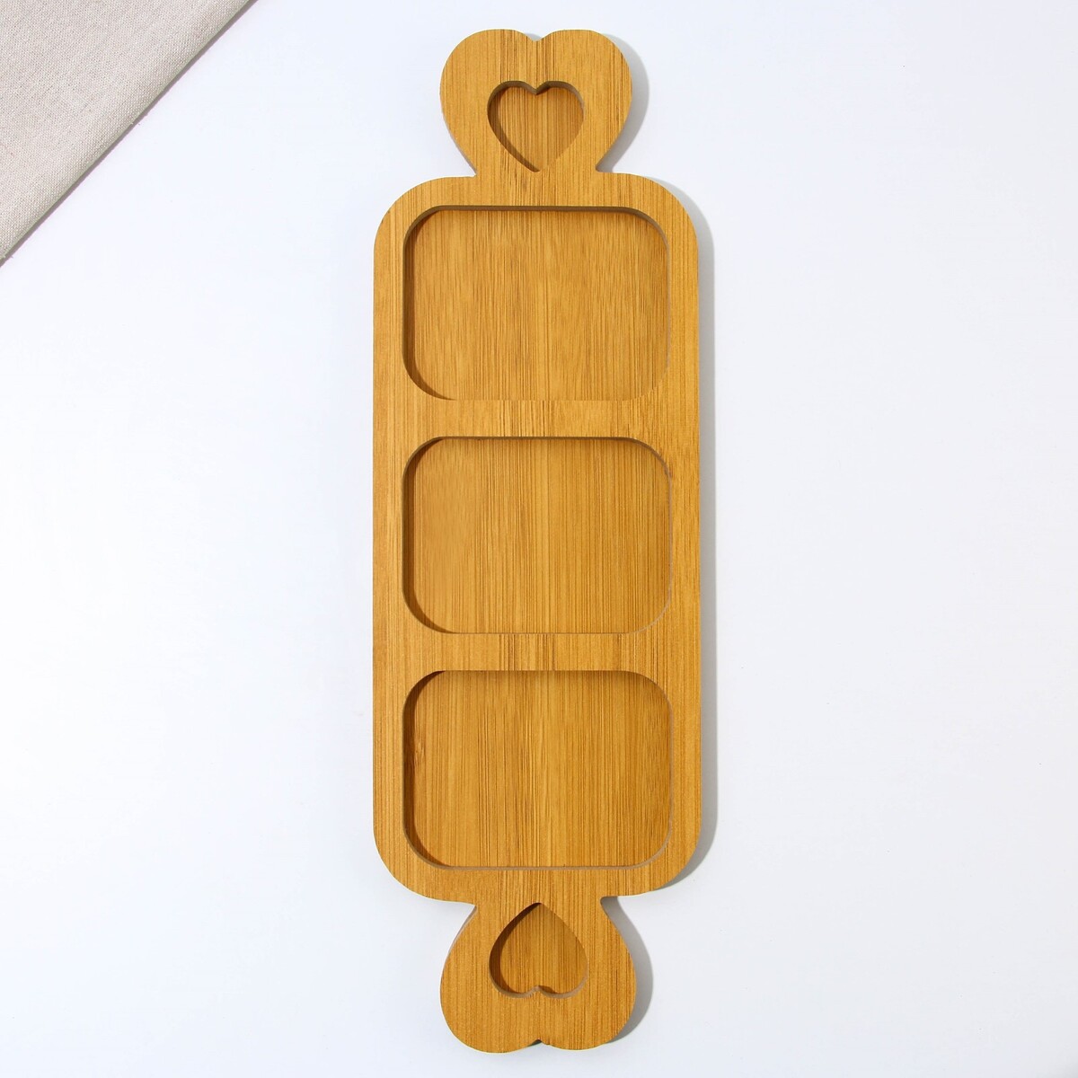Менажница деревянная салфетница деревянная доляна с отделениями под чай и специи 24 5×13 5×5 5 см коричневый