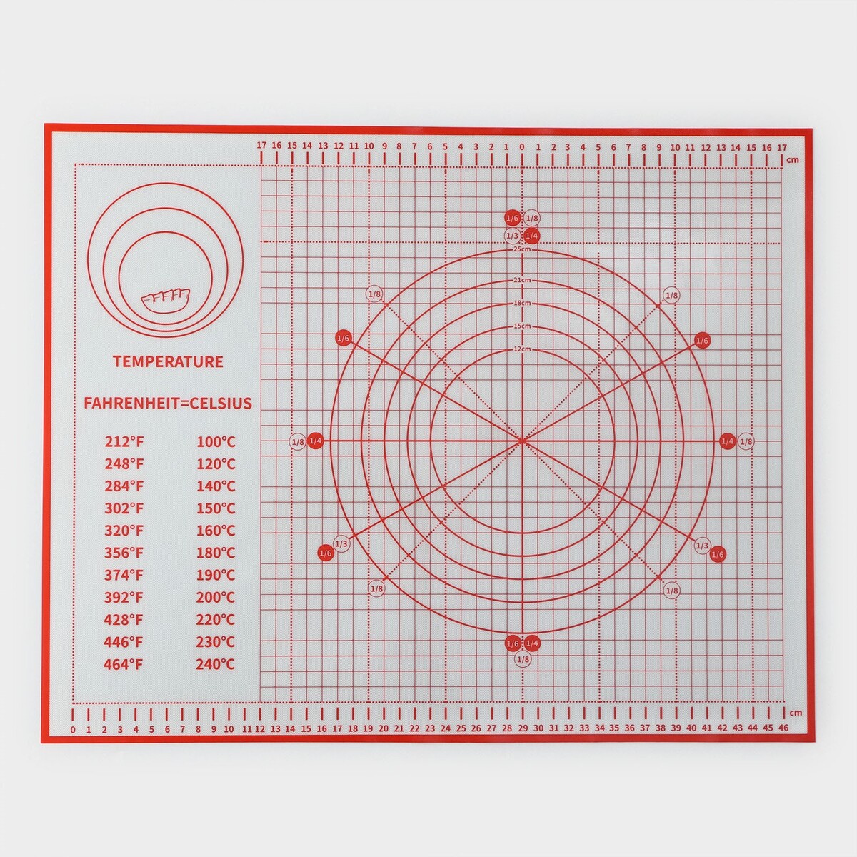 Армированный коврик с разметкой, силикон, 50×40 см, цвет красный багорик телескопический 90 см алюминиевый защита жала силикон ручка неопрен