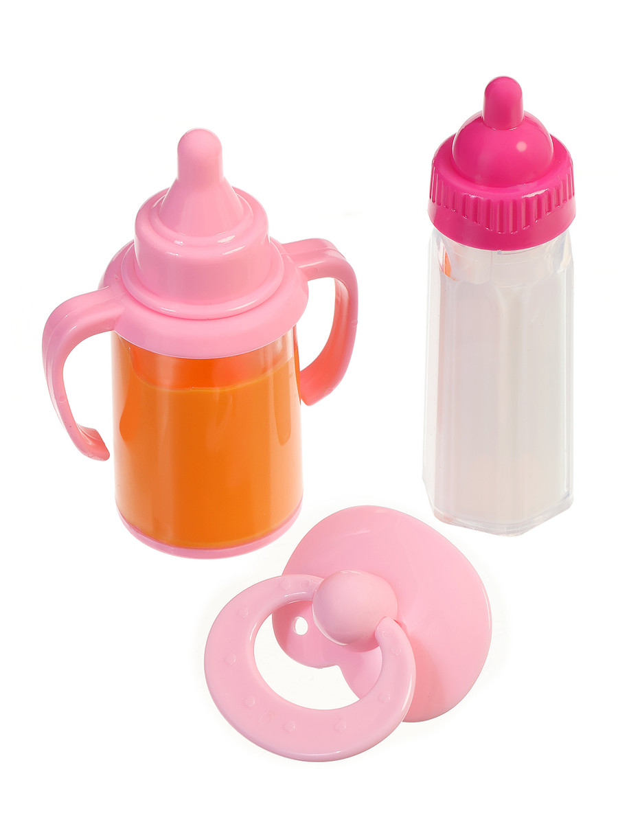 

Аксессуары для пупса, бутылочки и соска, Розовый