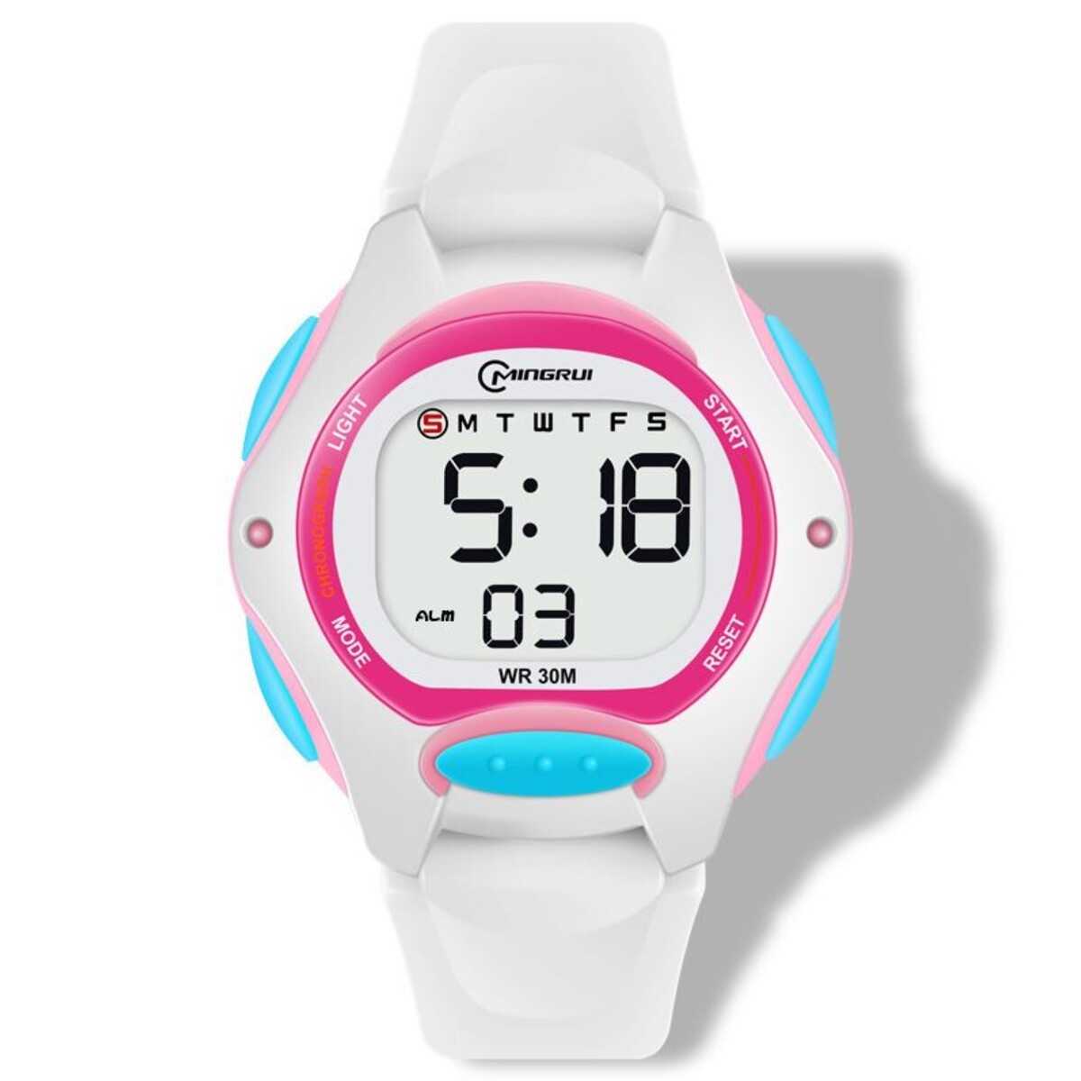 Часы наручные детские электронные, d-3.5 см, будильник, ремешок l-18.5 см, 3 атм, белые очки для плавания atemi b602 детские розово белые