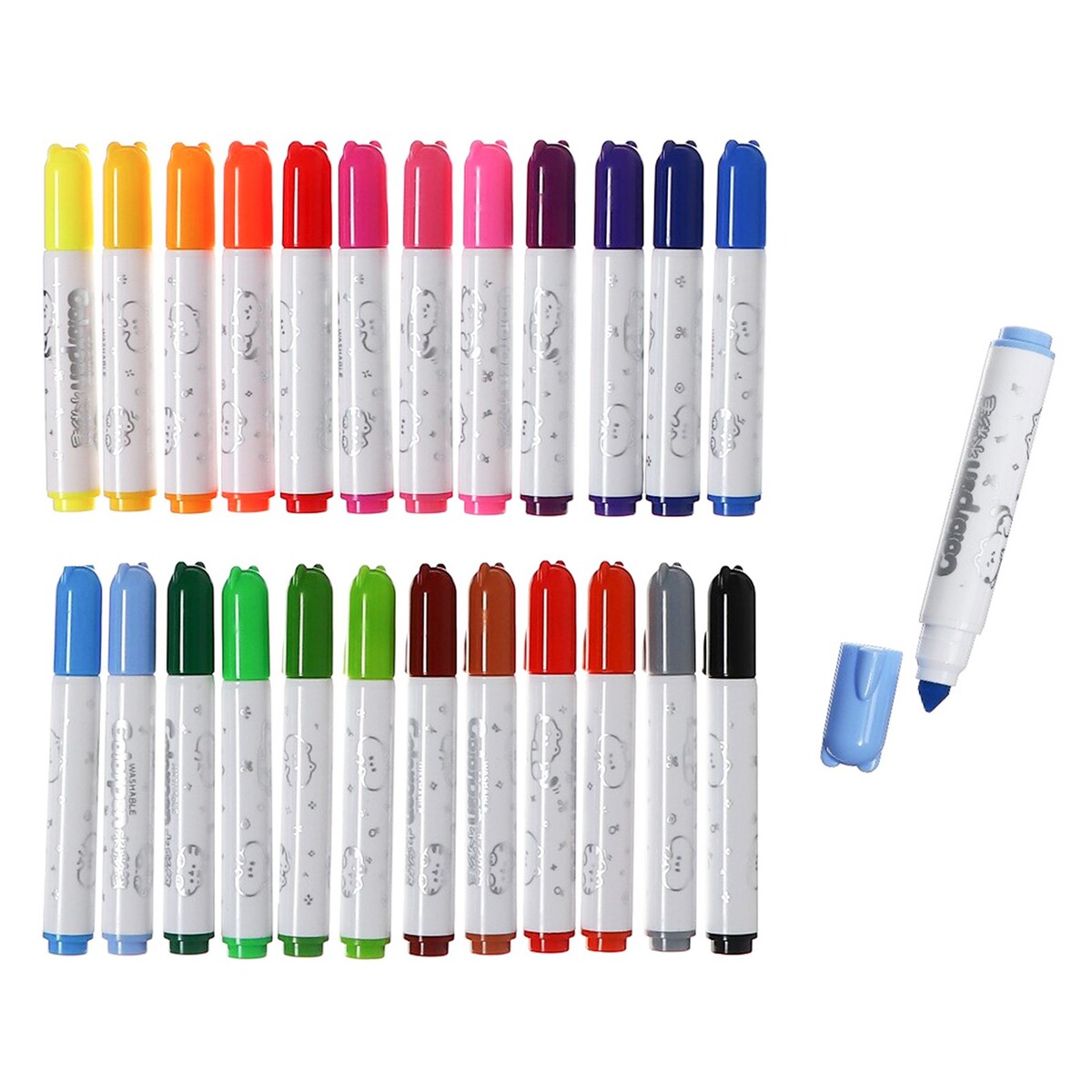 Фломастеры 24 цвета в пластиковом тубусе с ручкой фломастеры 24 а мягкая кисть в тубусе