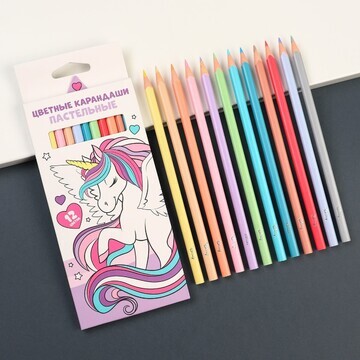 Цветные карандаши пастельные, 12 цветов,