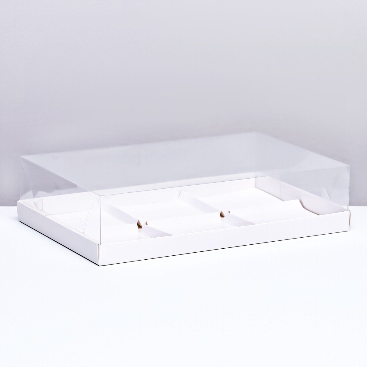 Коробка для муссовых пирожных 6 штук, 26x17x6 белый
