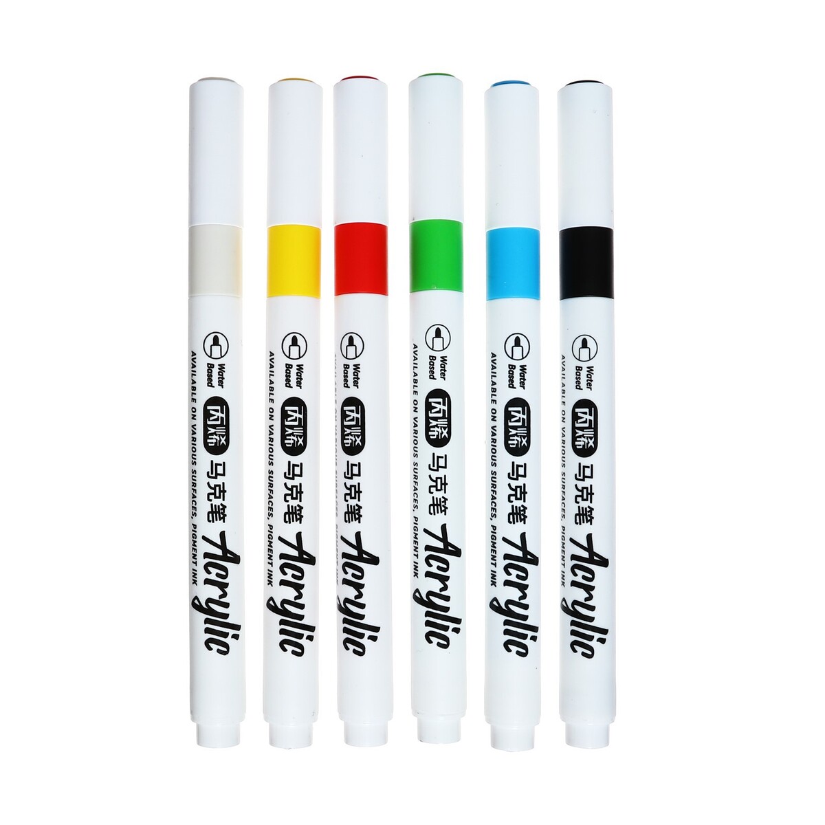 Набор маркеров акриловых 6 цветов, круглый наконечник, для любой поверхности набор акриловых красок army painter warpaints skintones paint set wp8909