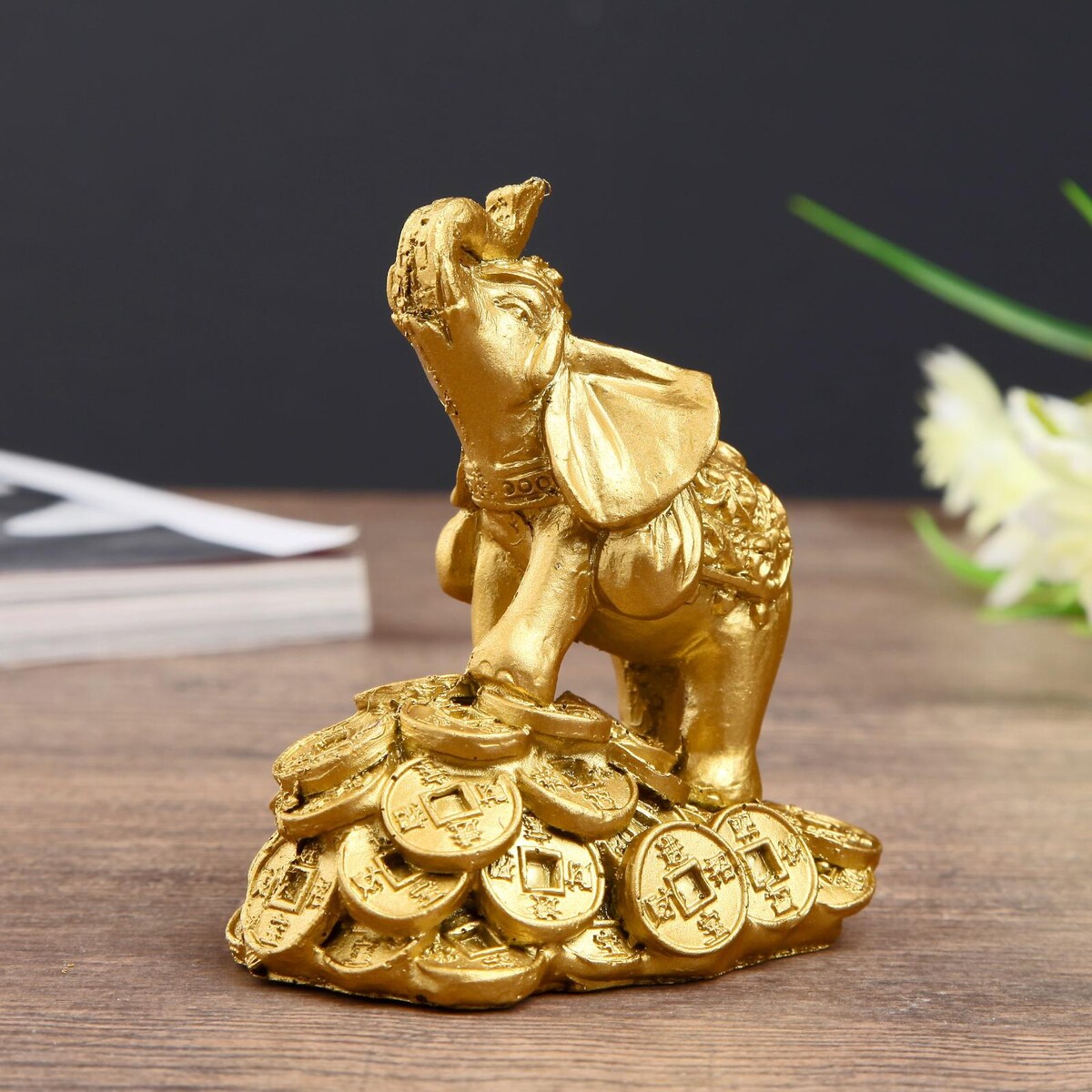 Нэцке полистоун золото тарелка декоративная полистоун листья золото 1 5х13х12 см