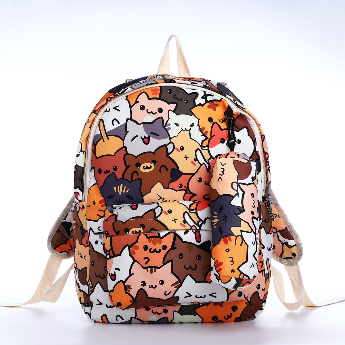 Рюкзак школьный из текстиля на молнии, 3 кармана, пенал, цвет коричневый/оранжевый рюкзак для ноутбука 15 6 pc pet pcpkb0115bn коричневый оранжевый полиэстер