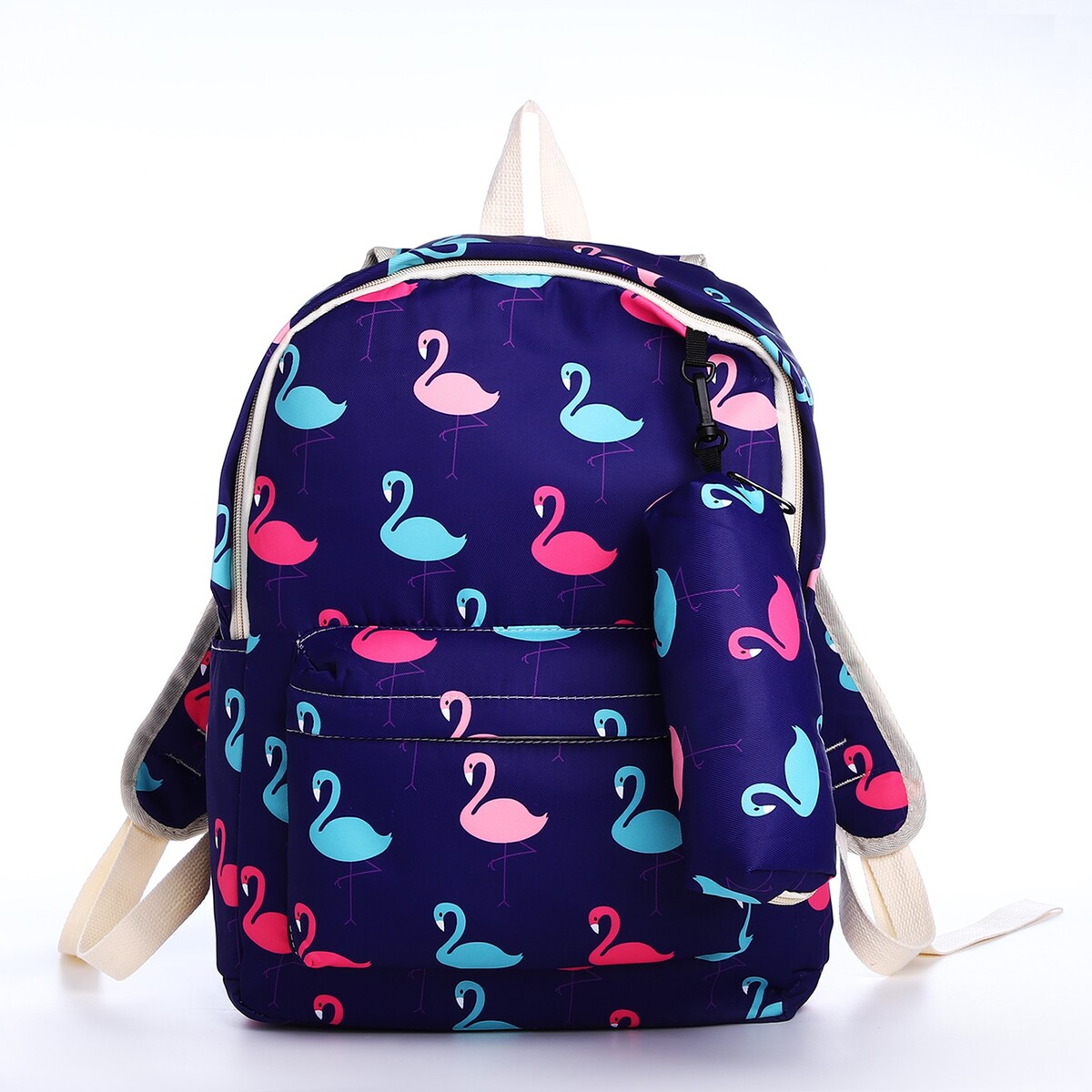 Рюкзак школьный из текстиля на молнии, 3 кармана, пенал, цвет фиолетовый рюкзак на молнии фиолетовый