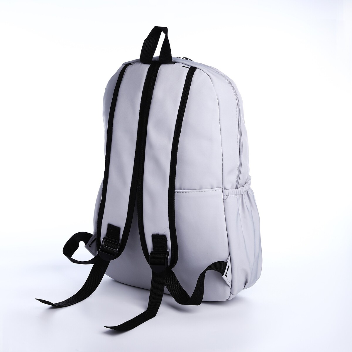 фото Рюкзак школьный из текстиля на молнии, 3 кармана, цвет серый no brand