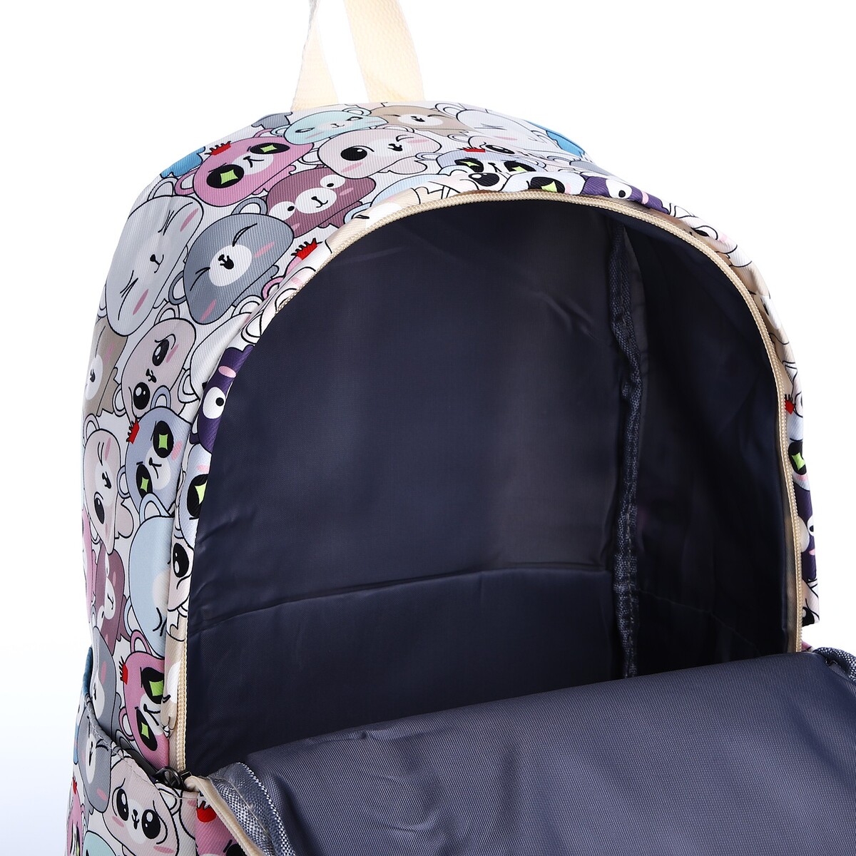 фото Рюкзак школьный из текстиля на молнии, 3 кармана, пенал, цвет разноцветный no brand