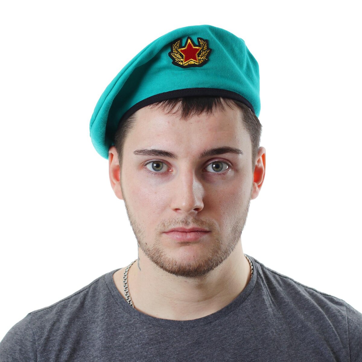

Берет военного с кокардой, р-р 54-58, цвет изумрудный, Бирюзовый