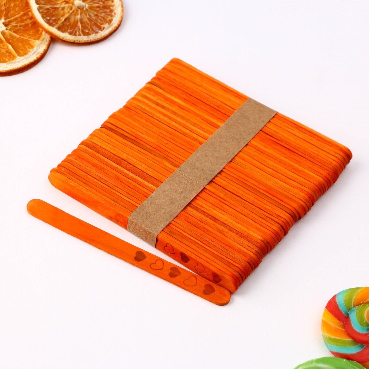 Палочки для мороженого деревянные апельсиновые палочки 106 019 для
