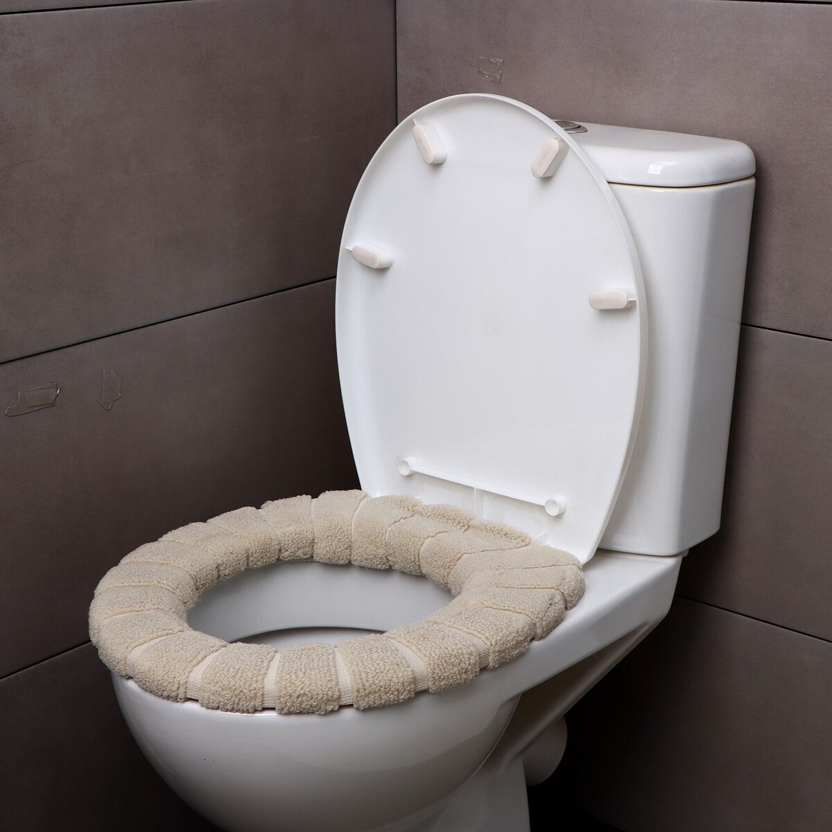 Мягкий чехол накладка на крышку и сиденье унитаза (бежевая) игрушка для ванной в виде медведя nuuroo zaza бежевая