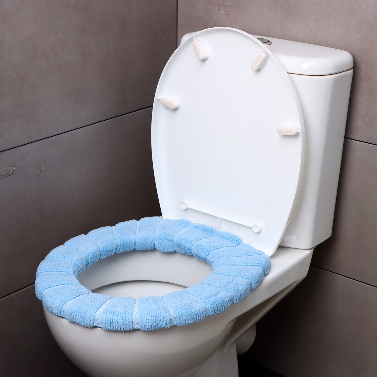 Мягкий чехол накладка на крышку и сиденье унитаза (голубая) сиденье для унитаза с крышкой