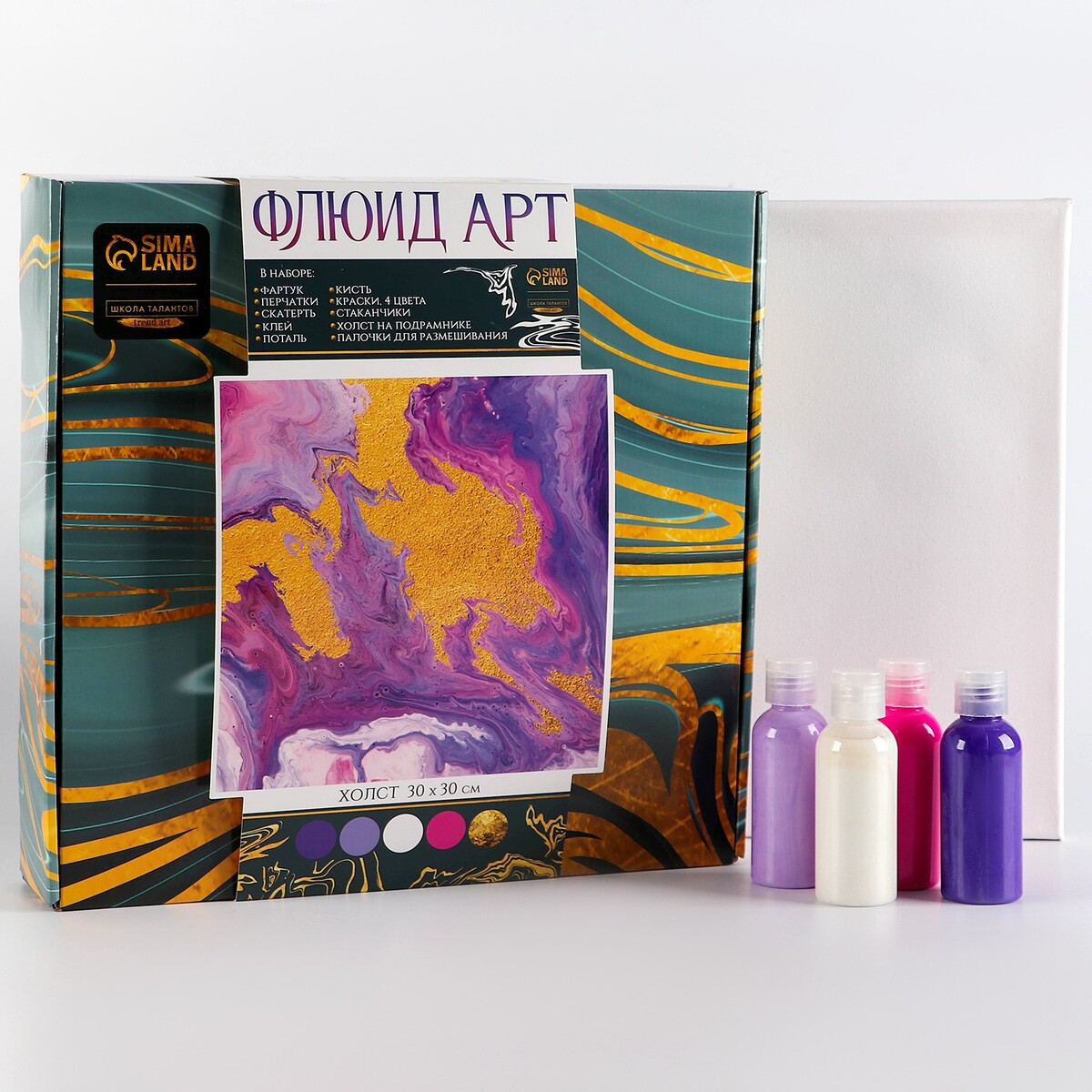 фото Набор для творчества. рисование акрилом на холсте с поталью школа талантов