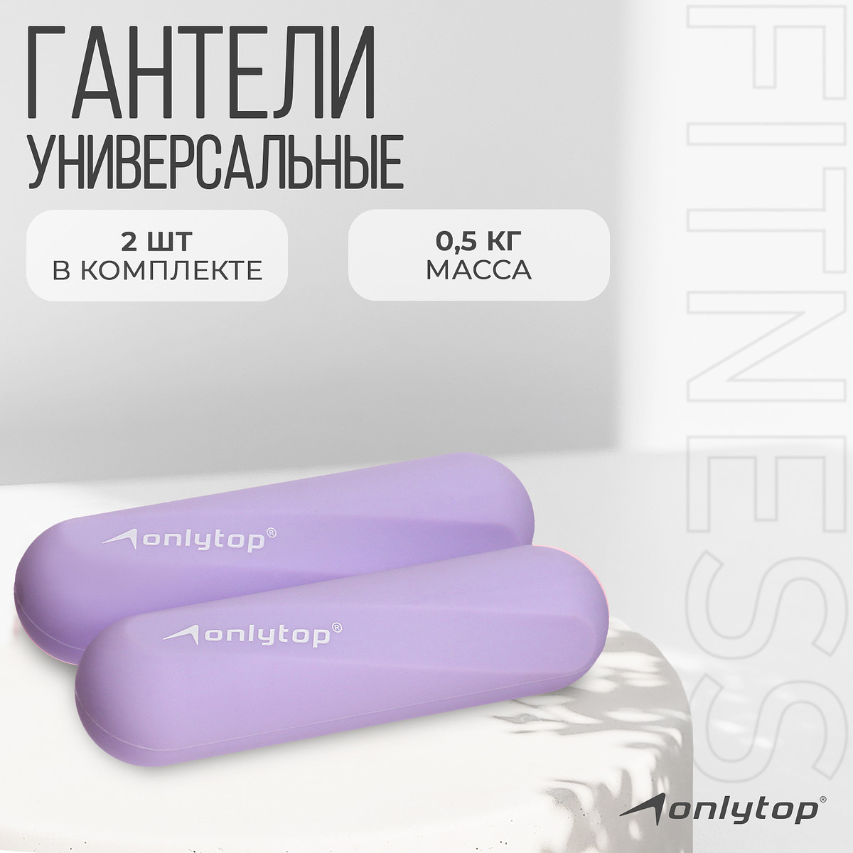 

Гантели onlytop для универсального отягощения, 2 шт., 0.5 кг, цвет фиолетовый, Фиолетовый;сиреневый