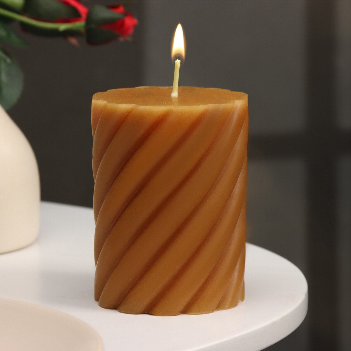 Свеча-цилиндр ароматическая витая свеча цилиндр 4×12 см 15 ч лаванда