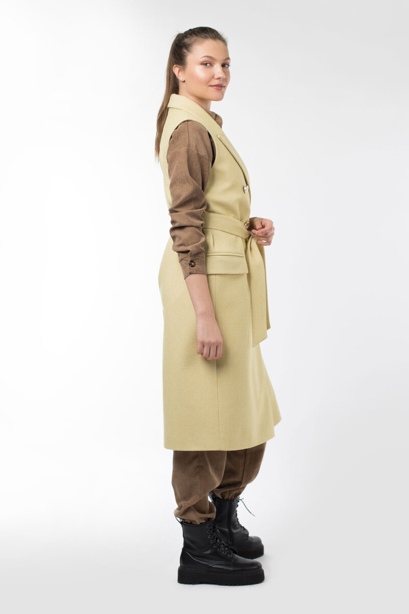 Пальто женское демисезонное (пояс) EL PODIO, размер 40, цвет желтый 06808782 двубортные - фото 4