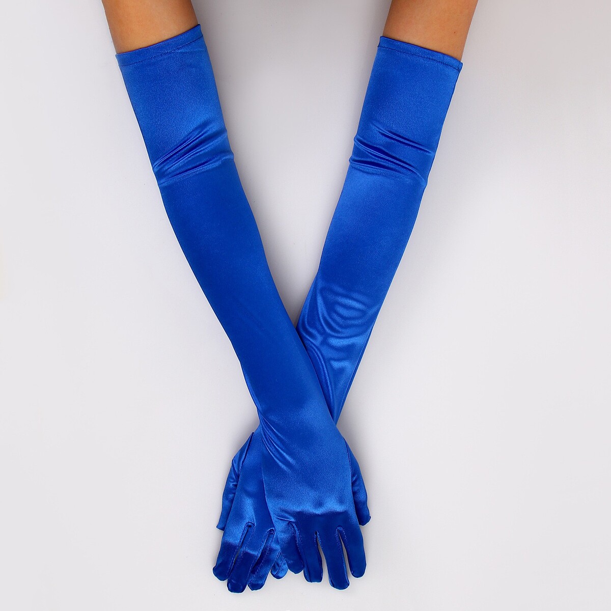 Карнавальный аксессуар - перчатки 55см, цвет синий карнавальный аксессуар перчатки нарукавники серебро